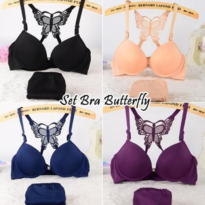 Original Set Bra Butterfly / Bra + Cd Kupu-Kupu Size 38 Ungu