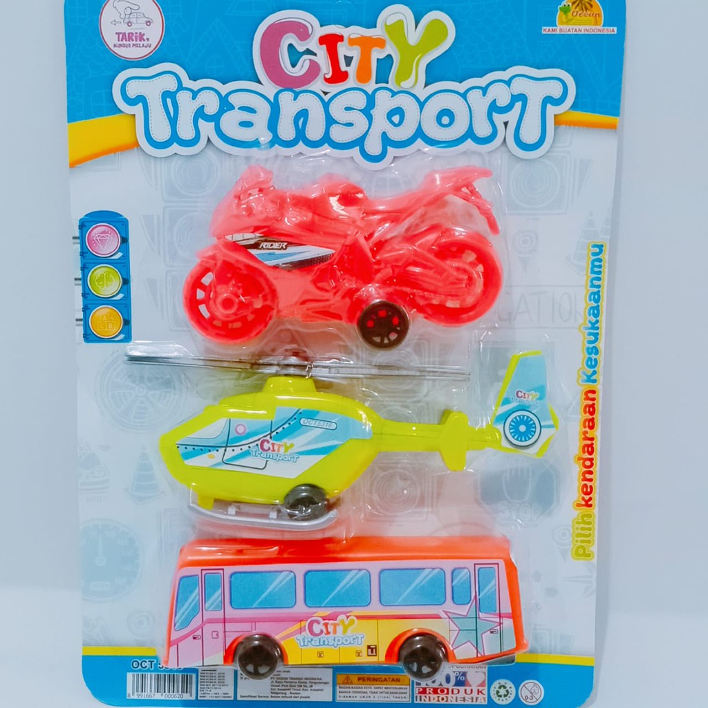 mainan mobil city transport isi 3pcs