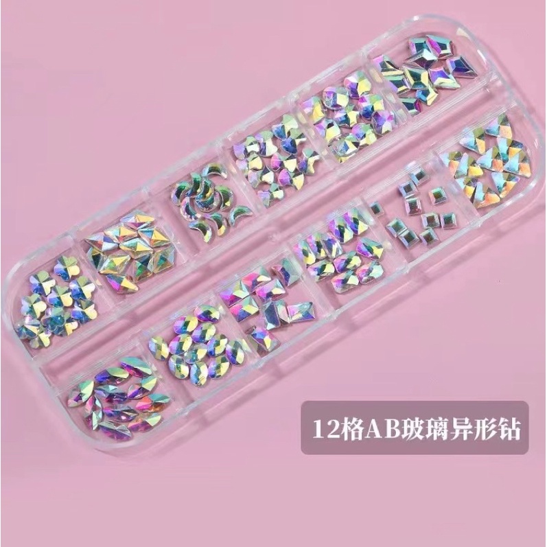 SWAROVSKI MIX SHAPE CRYSTAL AB CLEAR BRONZE COLOR RHINESTONE MIX SHAPE 12 BENTUK NAIL ART NAIL CHARM HIASAN NAILART BATU PERMATA
