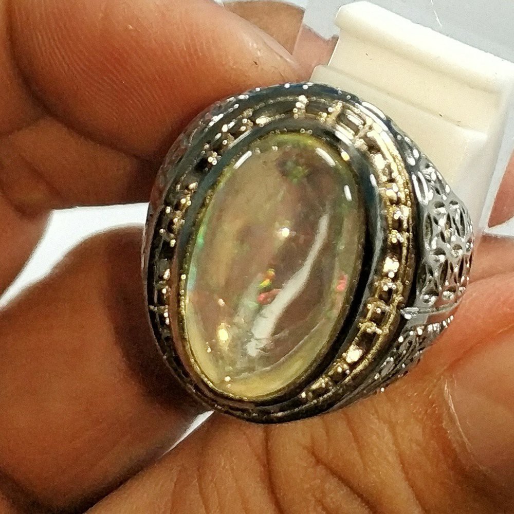 CINCIN BATU AKIK PERMATA NATURAL KALIMAYA KRISTAL WHITE OPAL