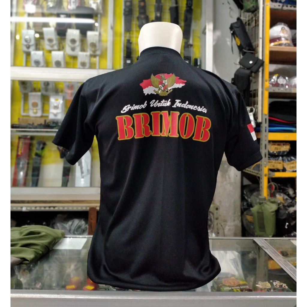 Kaos Oblong BRIMOB Bahan Drifit Hitam dan Hijau