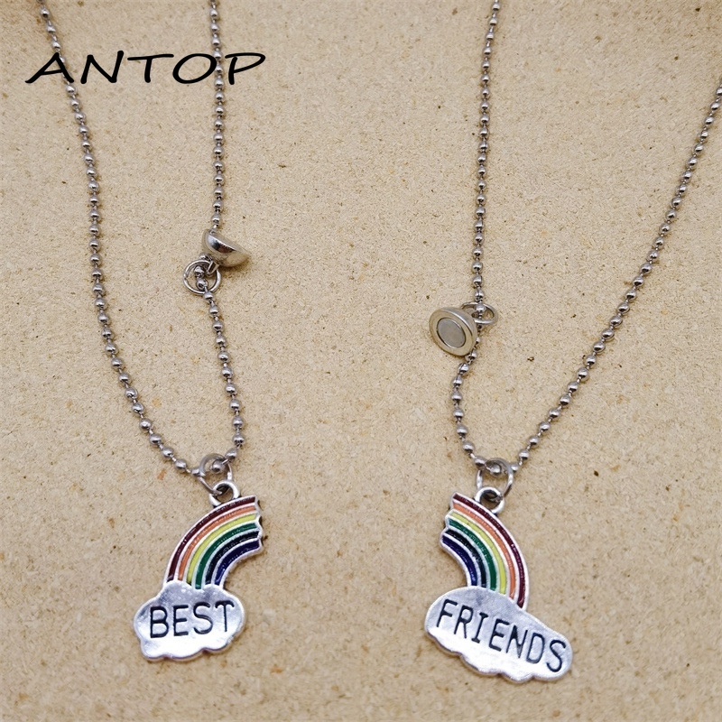 1 Pasang Magnetic Rainbow Couple Kalung Sederhana Dan Kreatif Pacar Klavikula Rantai Pria Dan Wanita Liontin Perhiasan Aksesoris ANTOP