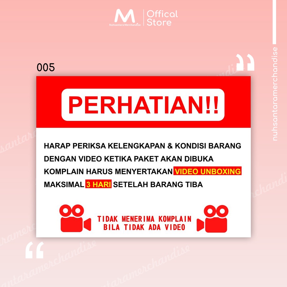 Sticker Unboxing Pengiriman Stiker Fragile Wajib Video Unboxing Stiker Segel Unboxing paket Olshop-005