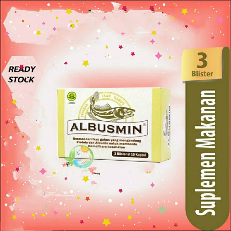 Albusmin - Ekstrak Ikan Gabus 1 Box Isi 3 Blister @ 10 Kapsul / Suplemen Kesehatan / Ekstrak Ikan Ga