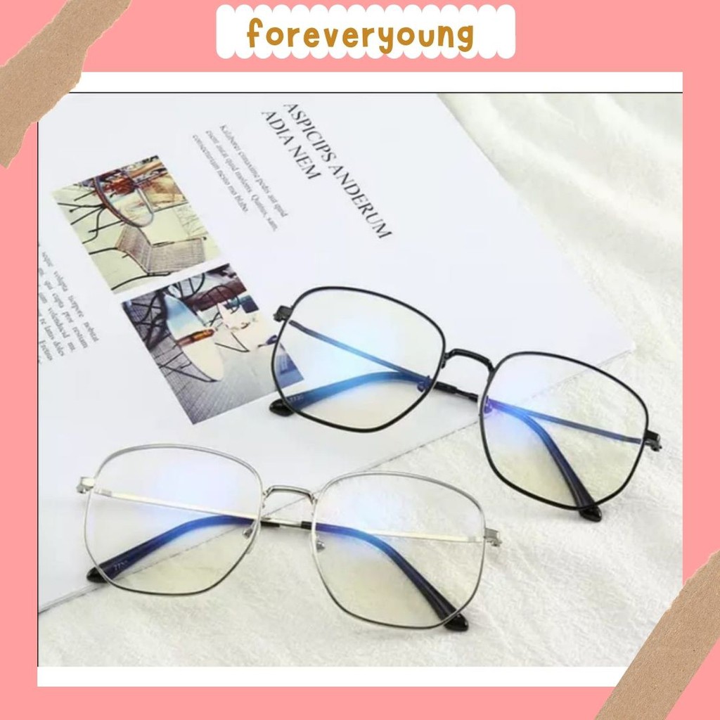 (FY)COD TERMURAH!!Kacamata Import kacamata Baca Frame Anti Radiasi Metal Gaya Retro  Pria / Wanita