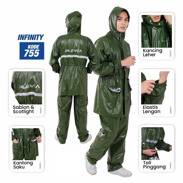 Jas Hujan Stelan Jaket Celana Dewasa Plevia Infinity 755