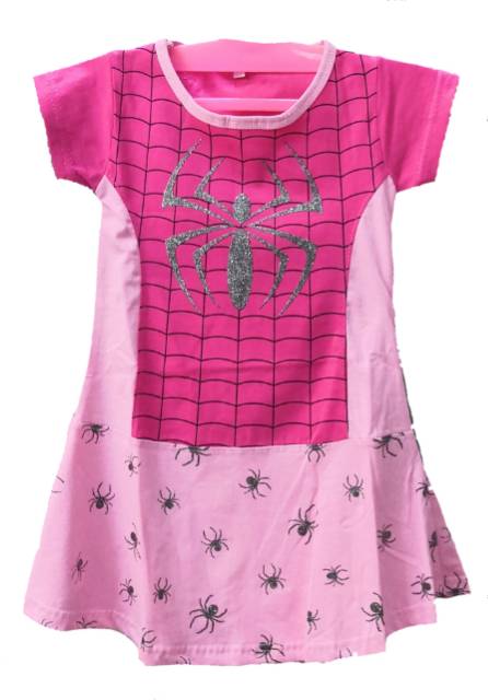 Dress Kostum Anak Superhero Spider Girl Pink Halloween