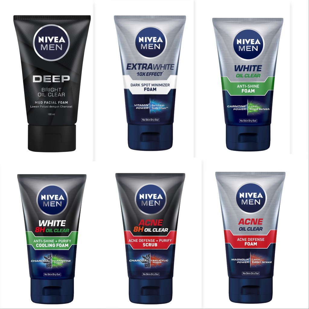 ☘️ CHAROZA ☘️  NIVEA Men Facial Cleanser 100ml | Oil Clear | Deep Acne Attack | Deep White Oil Clear