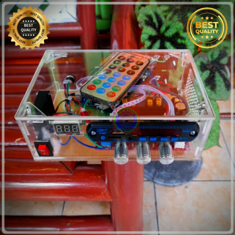 Power Amplifier Mobil/Truk/Rumahan (Box Acrylic)+Filter Subwoofer Daya Aki/Adaptor/SMPS 24V [2x50 +1