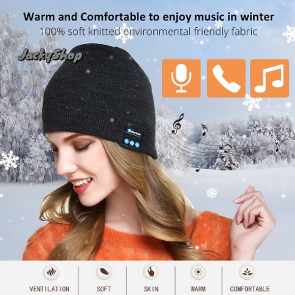 (COD) Topi Kupluk Warm Beanie Bluetooth Hat Wireless Stereo Headset Music Player Rechargeable / Topi Handset Canggih Fashion Multifungsi