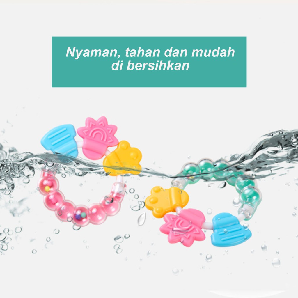 ☀ Sunly ☀ A121 Mainan teether bayi Dengan Rrattle Gigitan Silikon Anak Import