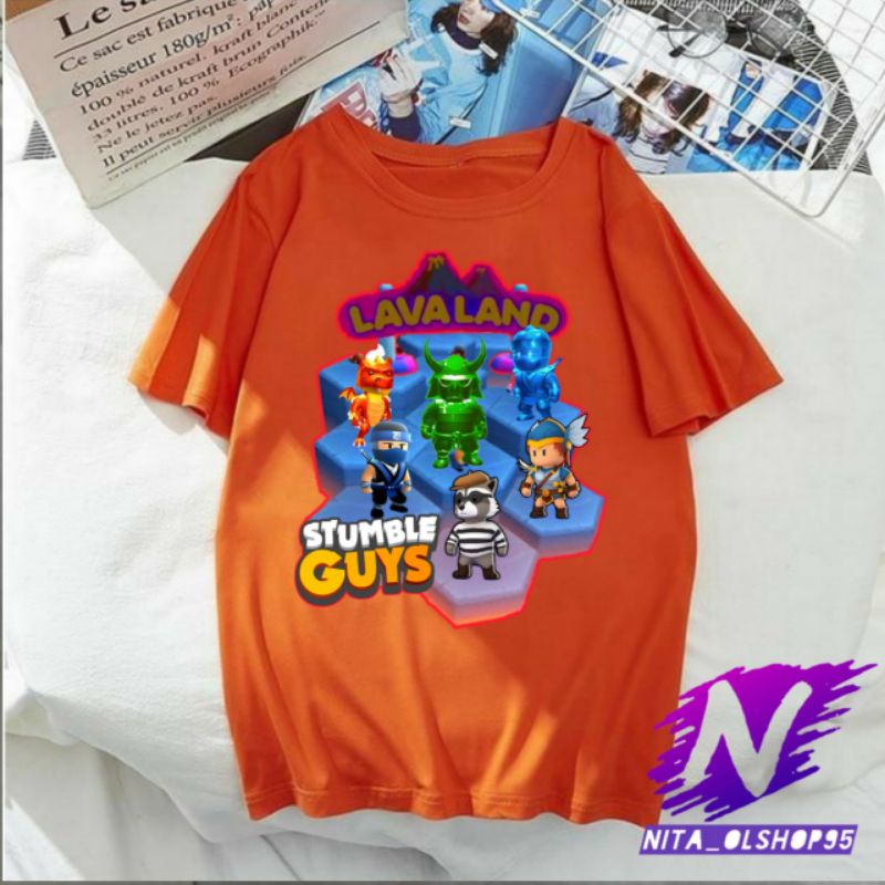 lava land baju kaos anak stumble guys map lava land