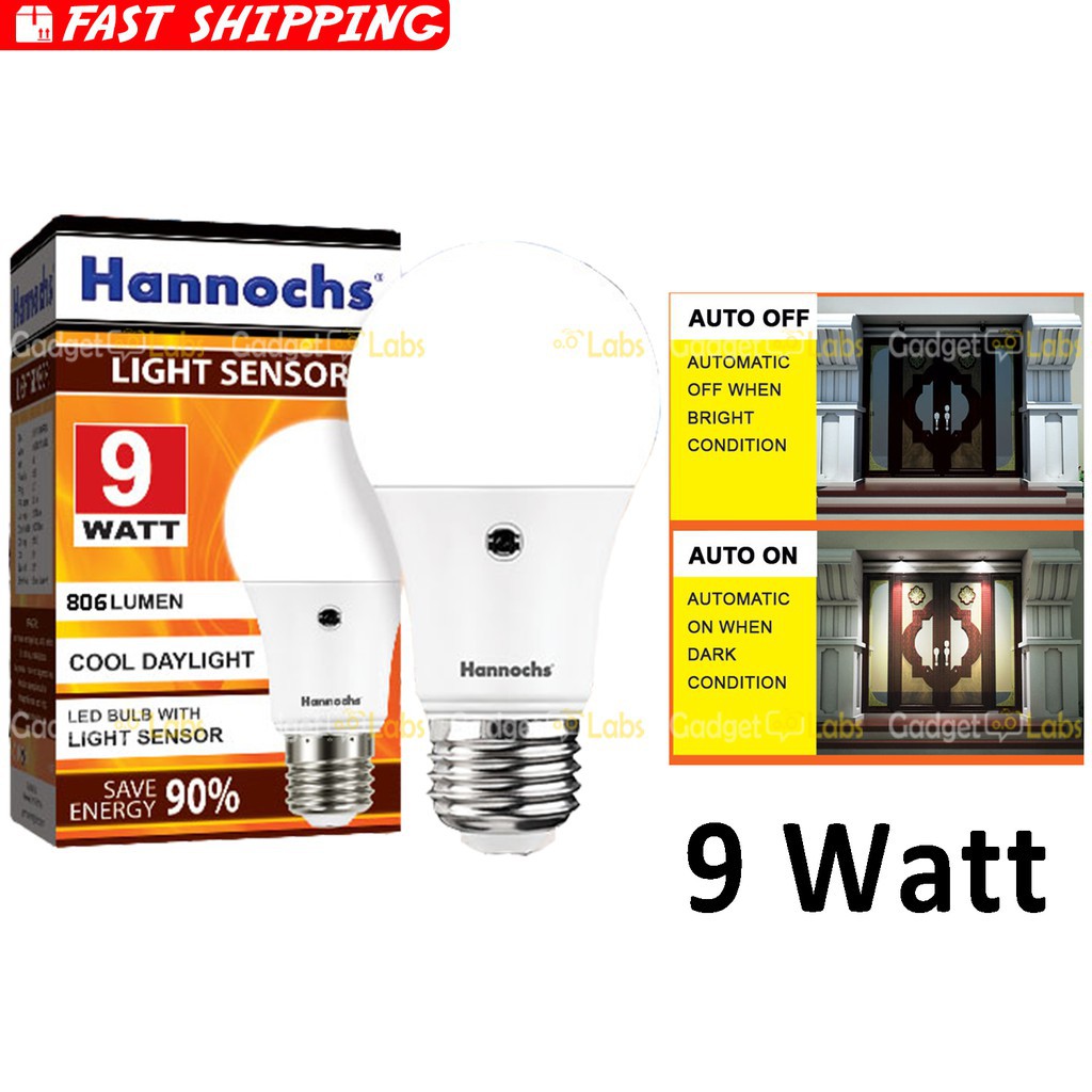 Lampu led sensor cahaya 5w, 9w, 11w hannochs