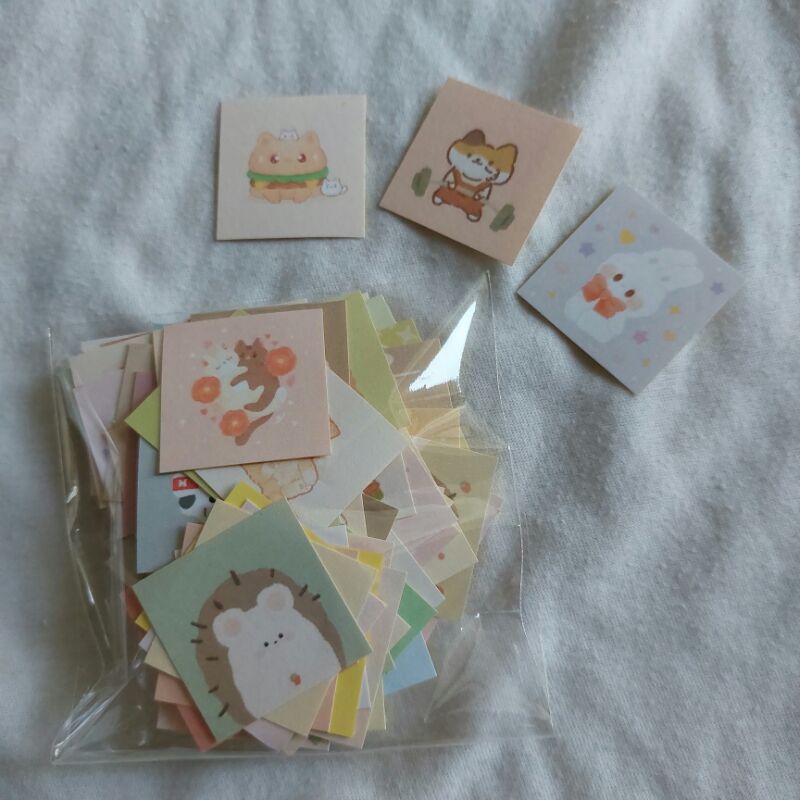 

[90 pcs] mini cute stiker bentuk kotak bisa untuk freebies