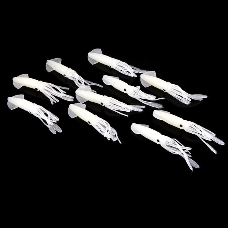 Umpan Pancing Luminous Squid Soft Bait Lure 10 PCS - White