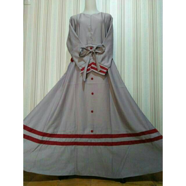 Gamis syakira shakira baloteli kancing plat polos kombinasi Dress syari gamis modern remaja shabby