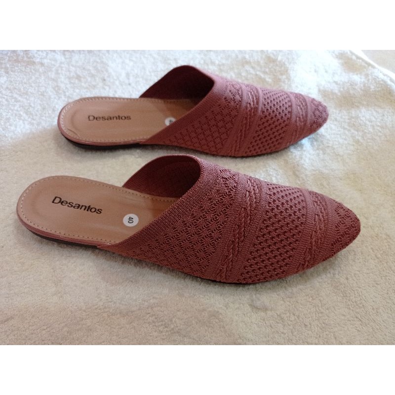 Desantos flat shoes slop rajut/Slop wanita