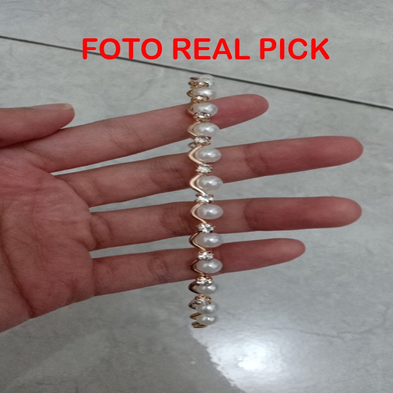 [Terbaru] Bando Mutiara Berlian Gaya Korea Headband Aksesoris Rambut Wanita / Bando Korea Pearl Mutiara Rambut Klip