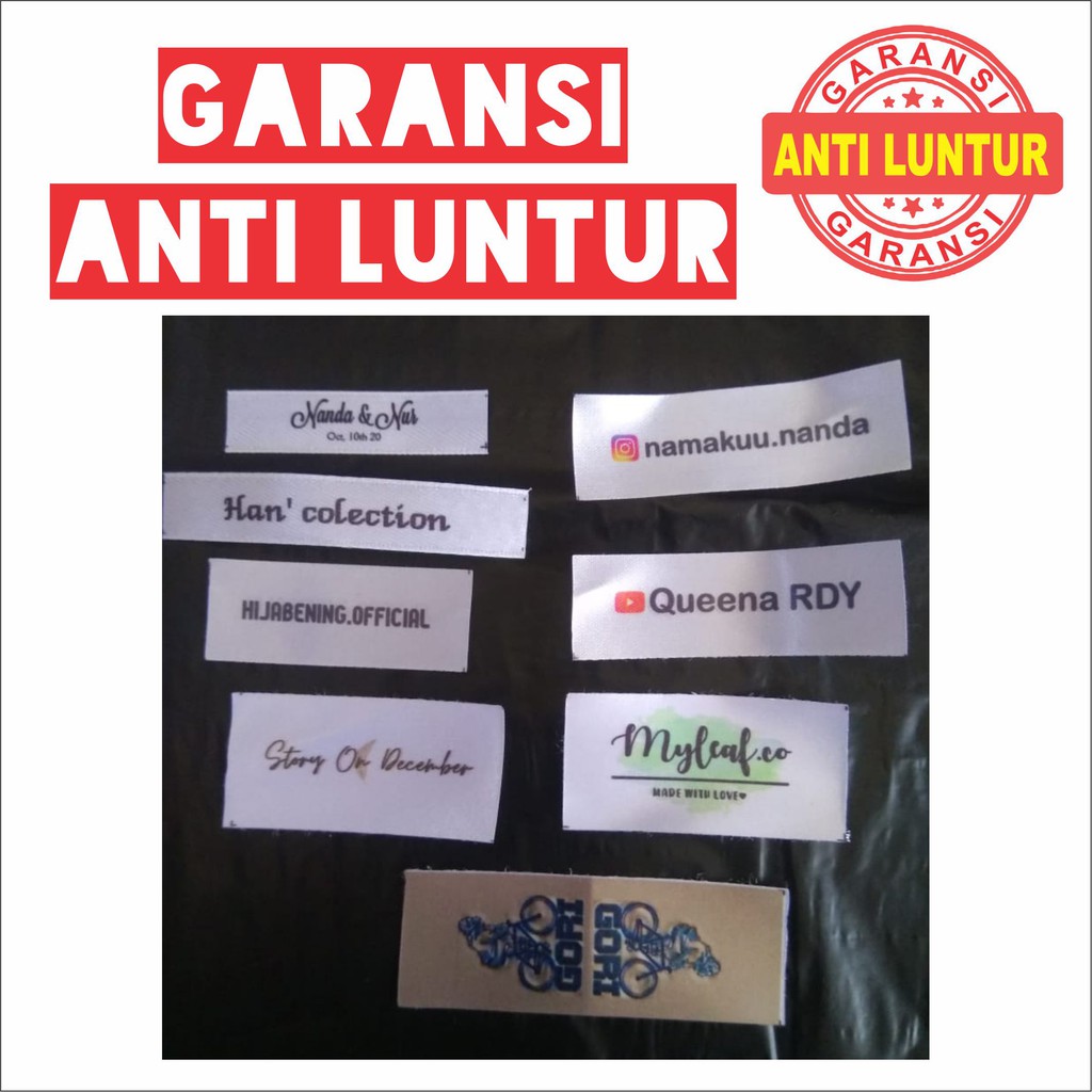 

[Min 200 pcs] LABEL SATIN HIJAB | CUSTOM DESAIN SATEN | LABEL BAJU PENGIKAT KADO BONEKA KAOS CELANA