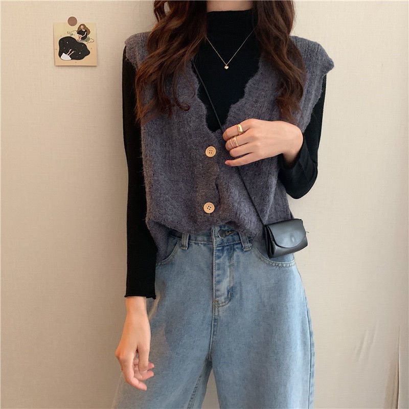 korean Woman Knit Vest / Outer Rajut Import Premium ( Rompi Rajut )