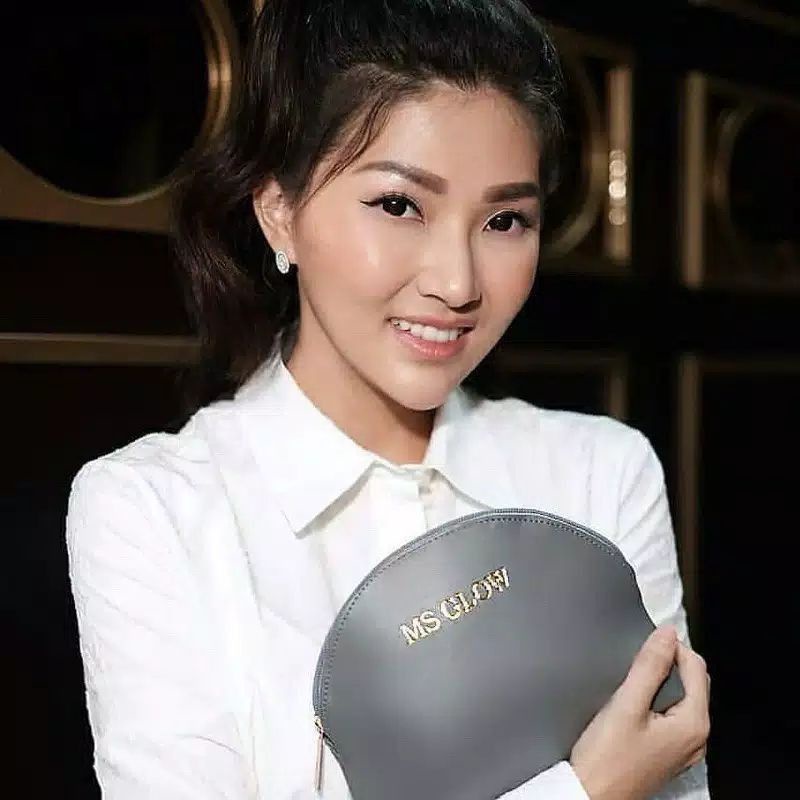 pouch ms glow abu / pouch ms glow resleting tulisan ms glow