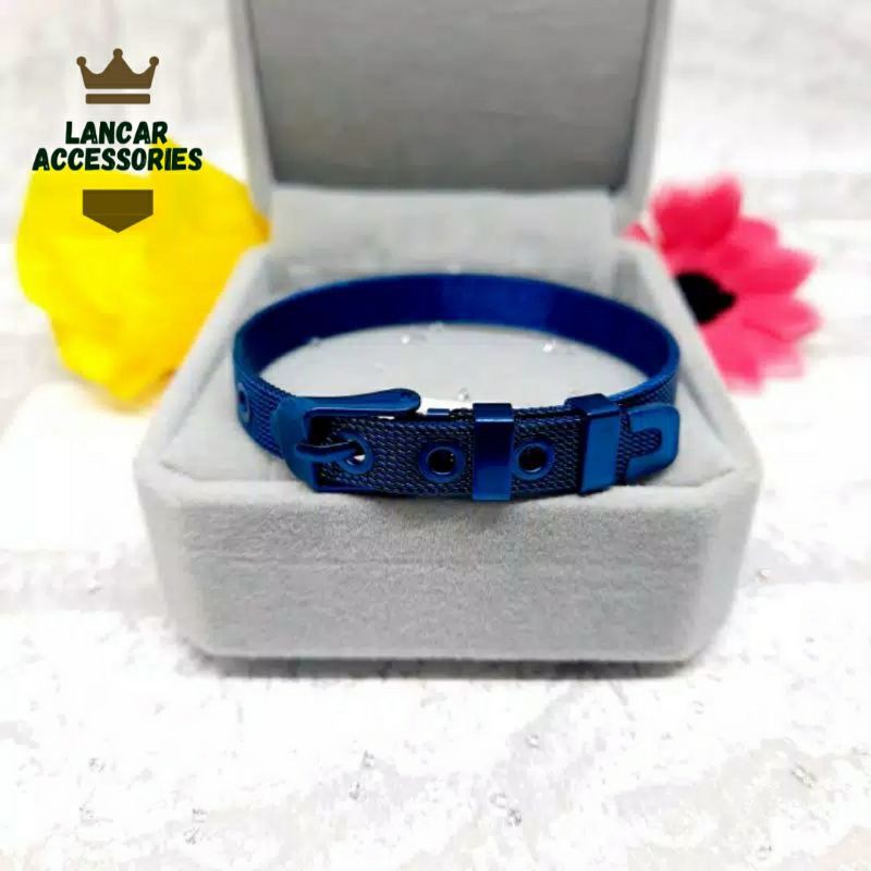 COD✅ Gelang Gesper Titanium Gelang Sabuk Titanium Gelang Bahan Liontin Huruf Emas