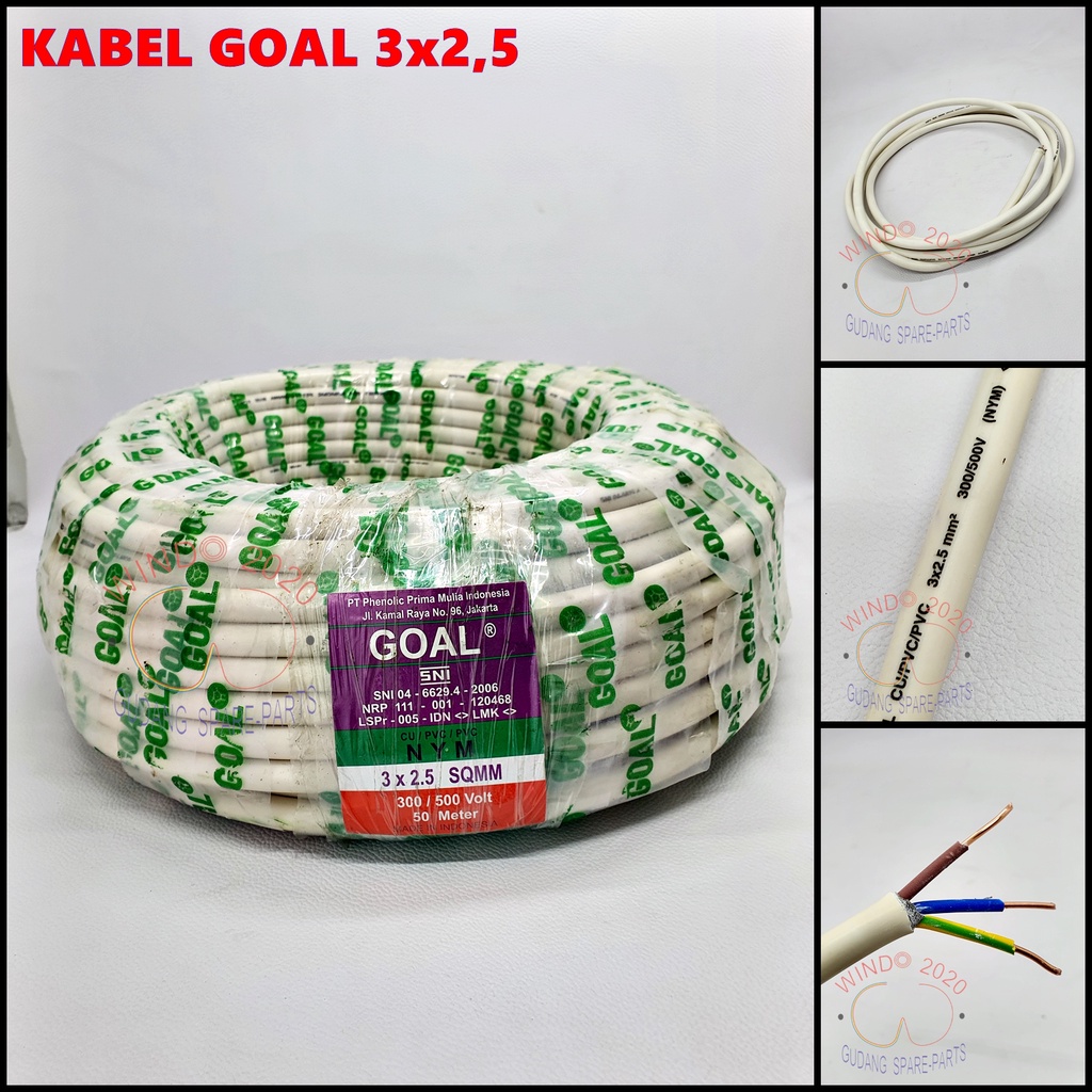 (DI JUAL METERAN) KABEL NYM 3X2.5 | KABEL TUNGGAL AC 3 X 2.5 | KABEL KAWAT TEMBAGA AC