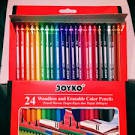 pensil warna joyko isi 24 dapat dihapus dan tanpa kayu CP115