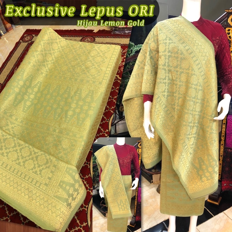 EXCLUSIVE Songket Lepus Gebeng Warna ORI Hijau lemon Gold/songket tenun asli palembang /ilham songke