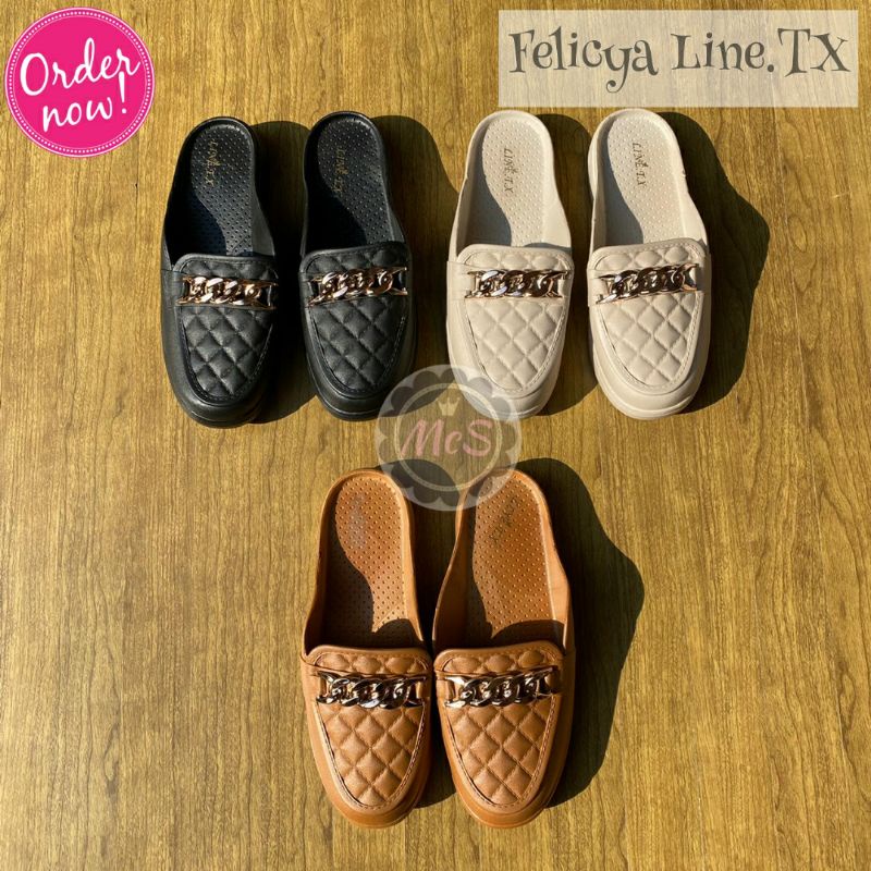 FELICYA Sandal mules jelly tebal Chain merk LineTX