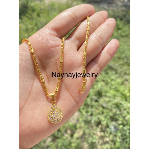 Kalung koin warna 24k / koin yaxiya 45 cm / berserta liontin oval mutiara