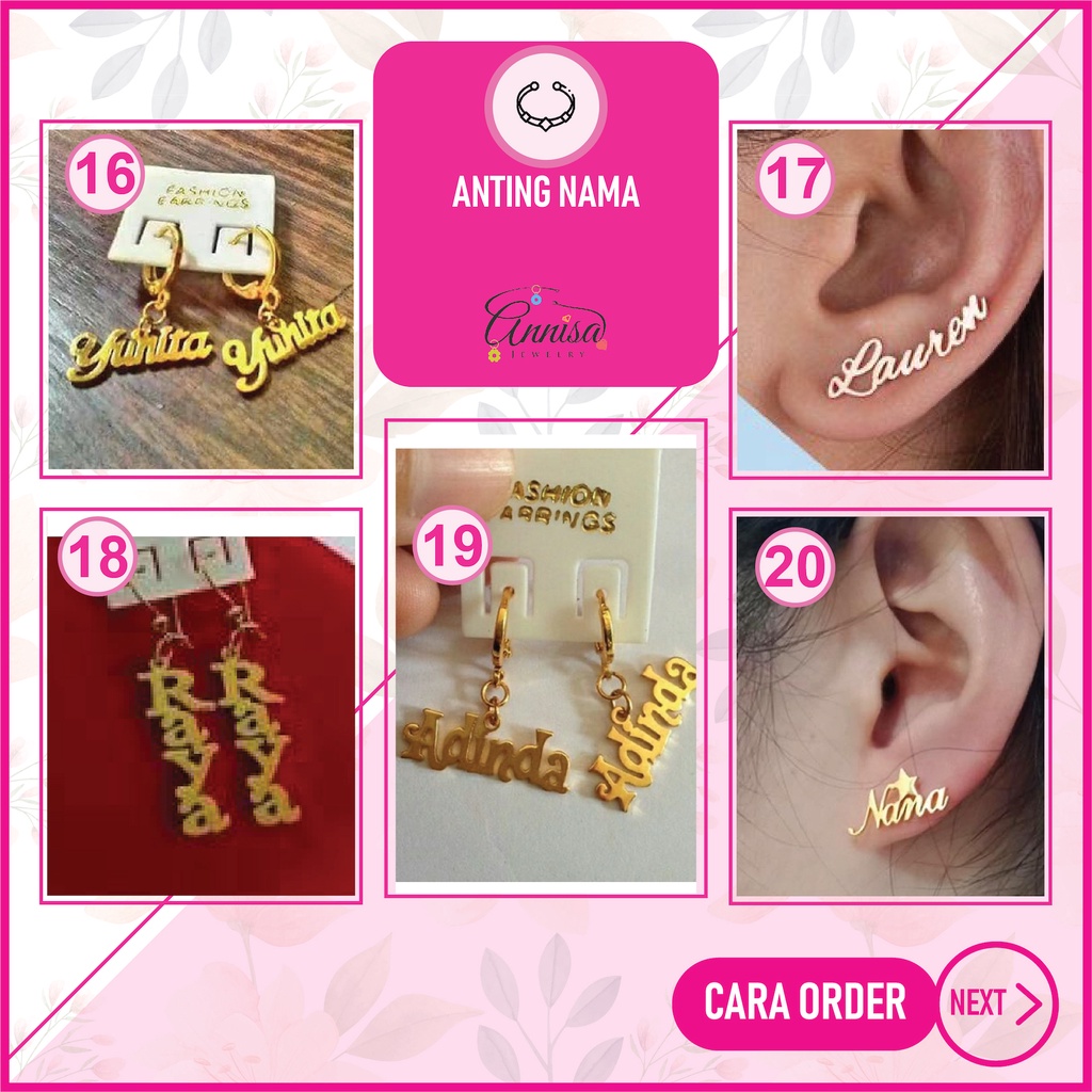 Anting nama gold Handmade by Annisa Jewelry