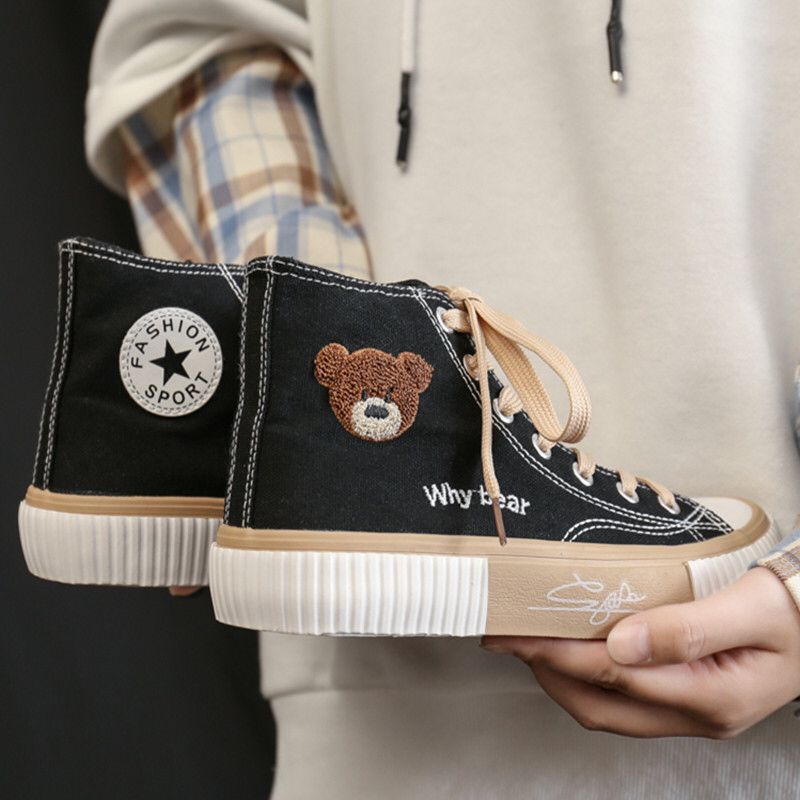 GROSIRTAS TG1559 Sepatu Sneakers Kanvas Wanita Import / Sneakers High Bear