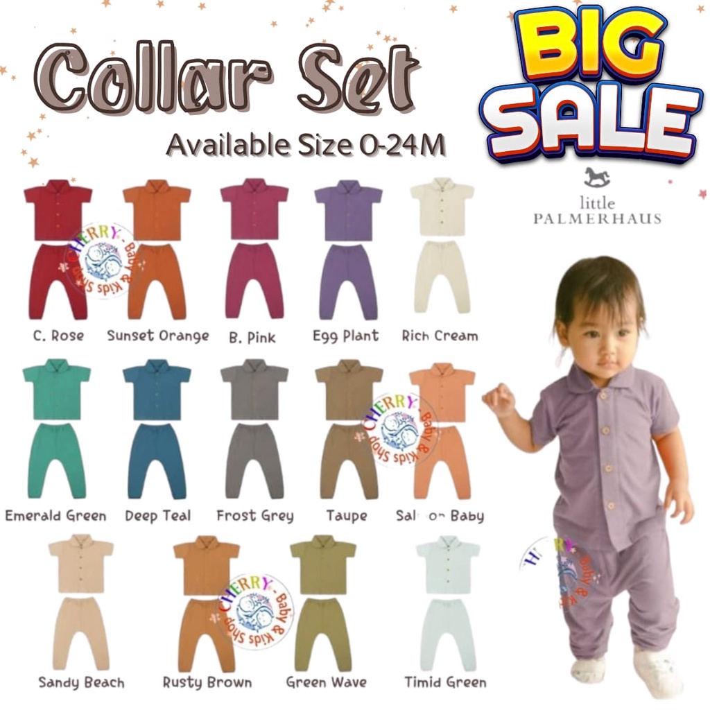 CUCI GUDANG Little Palmerhaus Collar Baby Set Lengan (Setelan Bayi) 0-24 Bulan CBKS