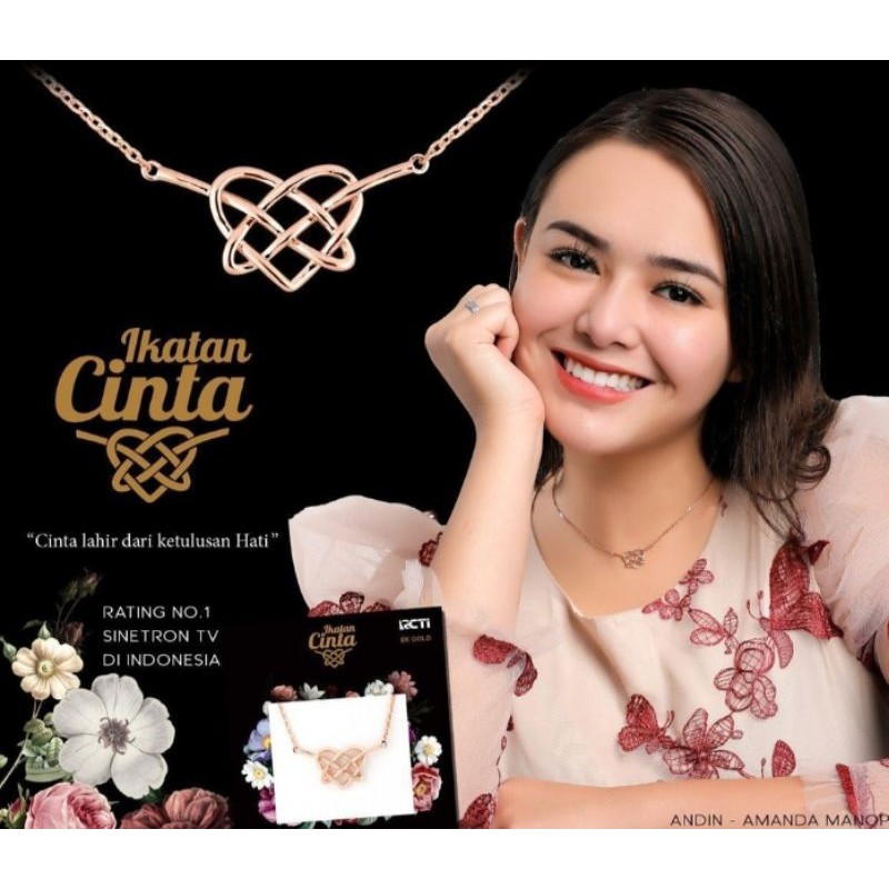 kalung ikatan cinta,buat dewasa dan remaja,perak asli cap 925,pjg 40 cm,rose gold