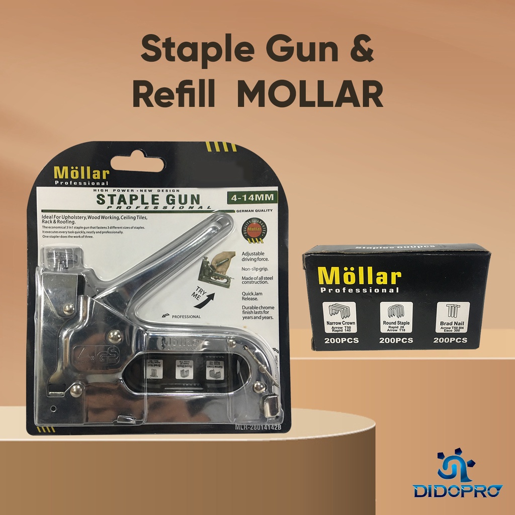 [PAKET] MOLLAR Staple Gun 3 in 1 &amp; MLR Refill Isi Staple Tembak 3 Way