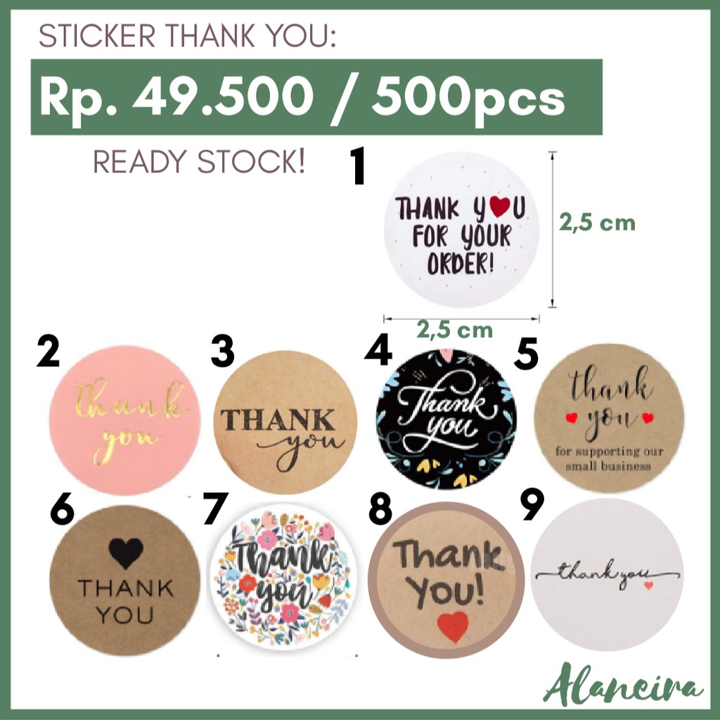 

[500 PCS/ 1 ROLL] STIKER LABEL THANK YOU / REWARD ANAK BULAT 2,5 CM UNTUK GIFT / DEKORASI / OLSHOP