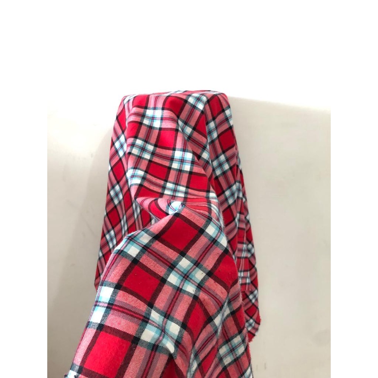 Bahan Kain Flanel motif Kotak -kotak