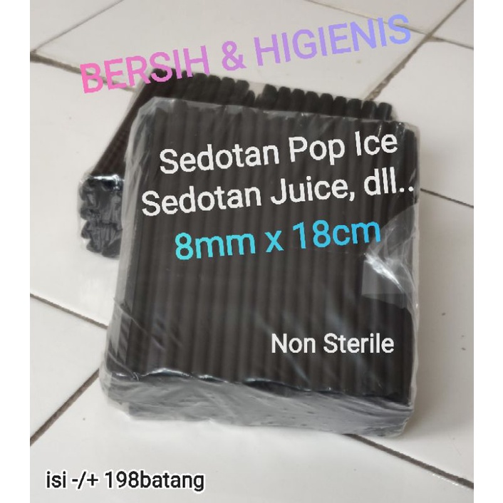 SEDOTAN HITAM BUBBLE NON STERIL 12MM &amp; 8MM X 18CM SEDOTAN BOBA