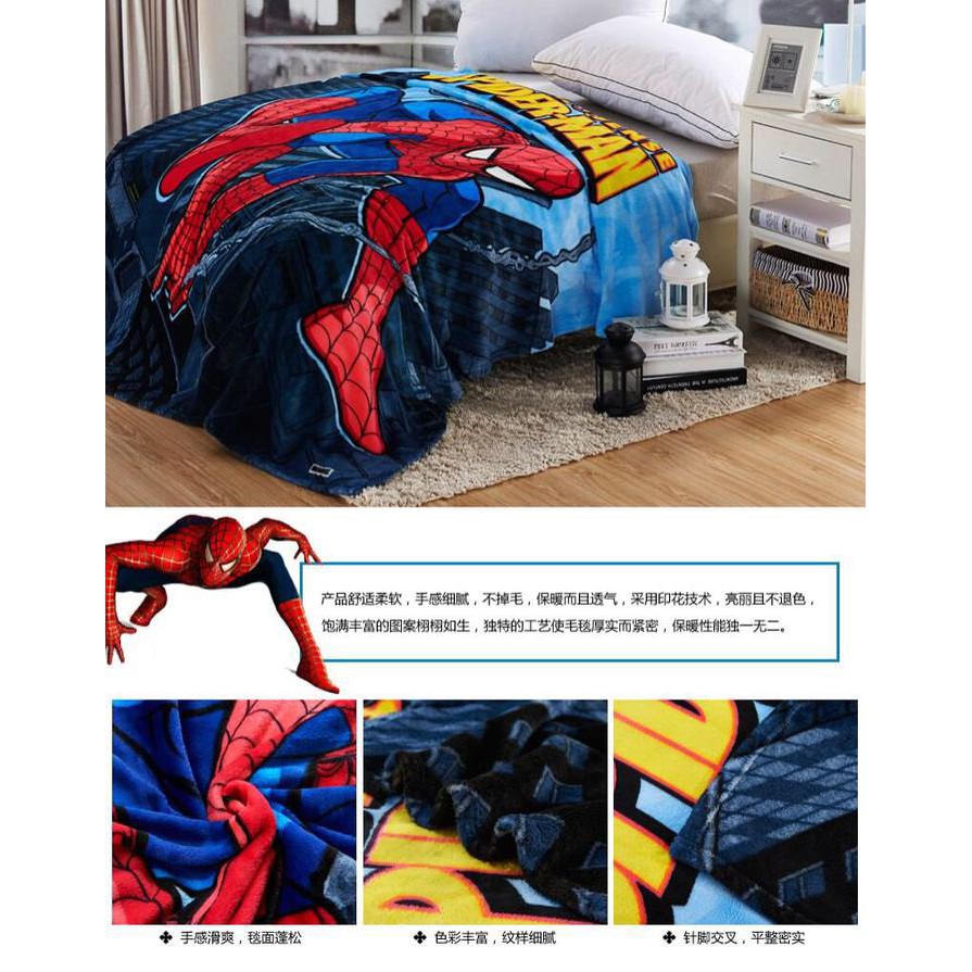 Selimut Bayi,Anak Impor Bulu Halus,Murah Motif Spiderman Keren 100X140 -Terbaik