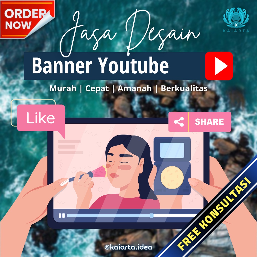 Jasa Desain Banner Youtube Custom Request | Design Youtube Baner Konten Yutub | Cover Podcast | Iklan, Usaha, Bisnis, UMKM, Edit, Olshop, Kreator, Vlog, Video