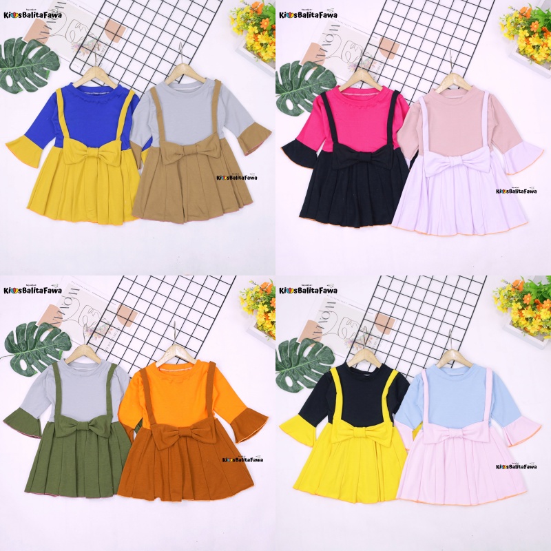 Overall Kirei uk 1-2 Tahun / IMPORT Dres Anak Perempuan Lengan Panjang Baju Gaun Pesta Adem Murah Babycinnamon