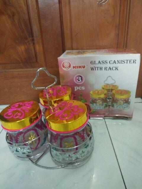 Kiku Toples Kaca Serbaguna 3pc Putar W1806