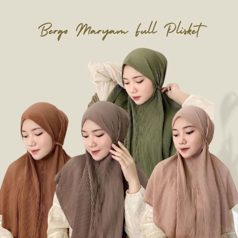 Hijab Bergo Maryam Full Plisket Krudung Instan plisket