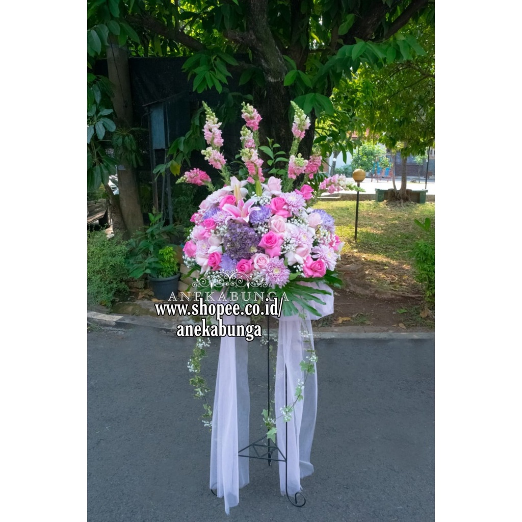 Jual Karangan Standing Ucapan Bunga Asli Segar Hidup Fresh Flower Wedding Pernikahan Marriage