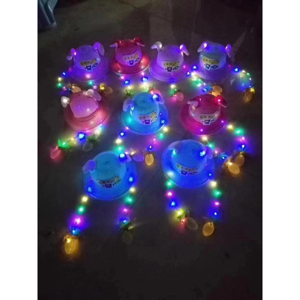 Topi Pantai Anak Bunny Ear Dance LED Topi Unik Lucu 0521