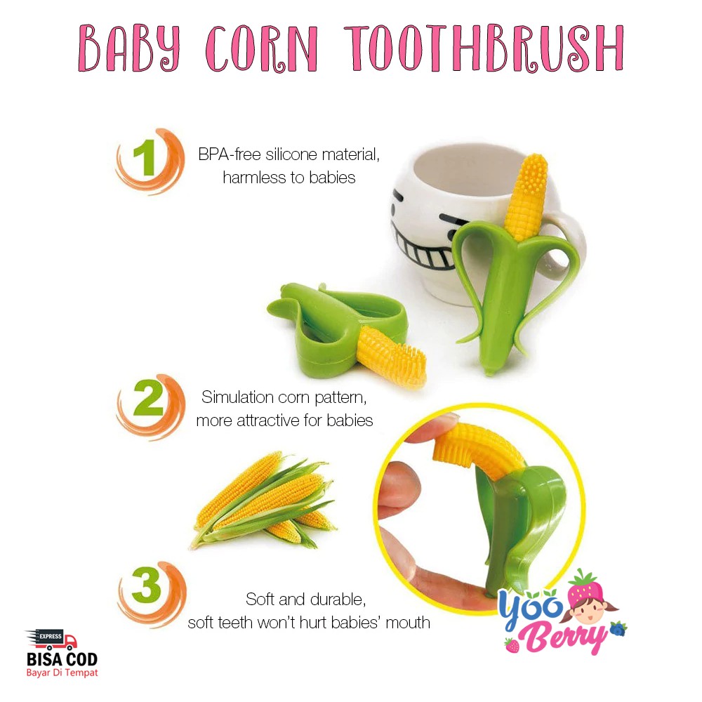 Berry Mart Corn Training Toothbrush Sikat Gigi Bayi Lunak Perlengkapan Bayi Perawatan Bayi Berry Mart