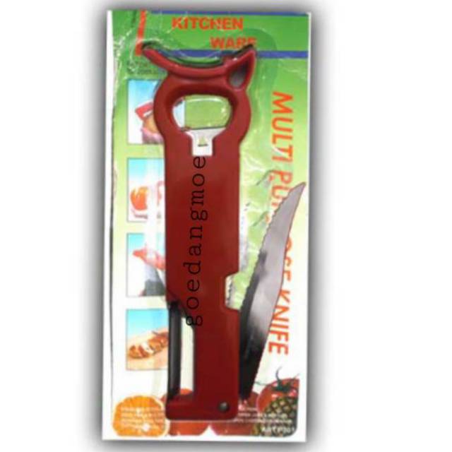 Multi Purpose Knife Pisau Dapur 4in1 Potong Kupas Buka Botol / Kupasan Serbaguna Multifungsi 4 In 1