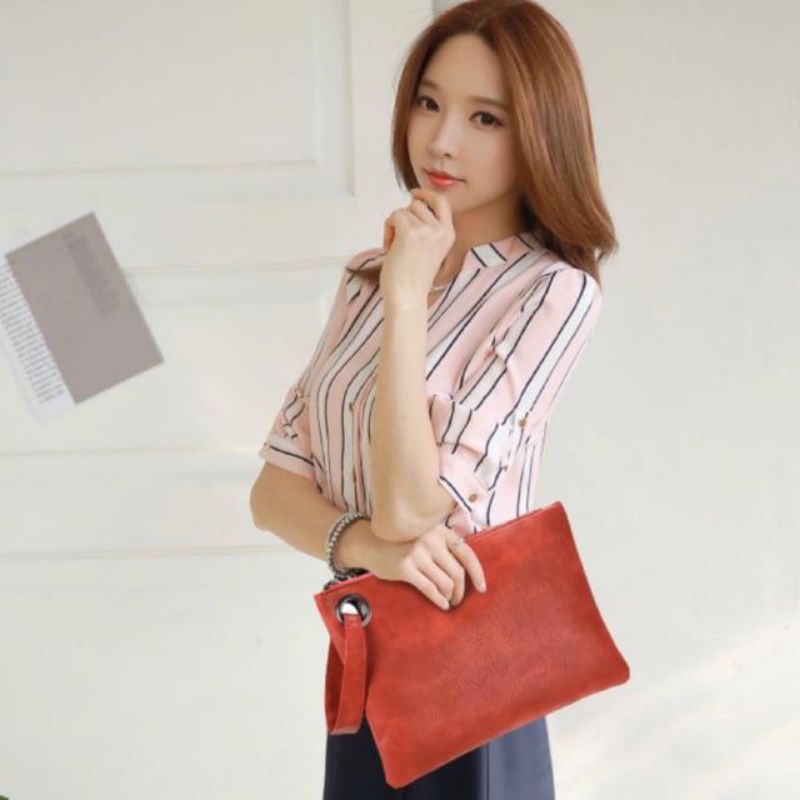 Tas Wanita Handbag Clutch Murah Kulit Sintesis Fashion Cewek Dompet CLUTH