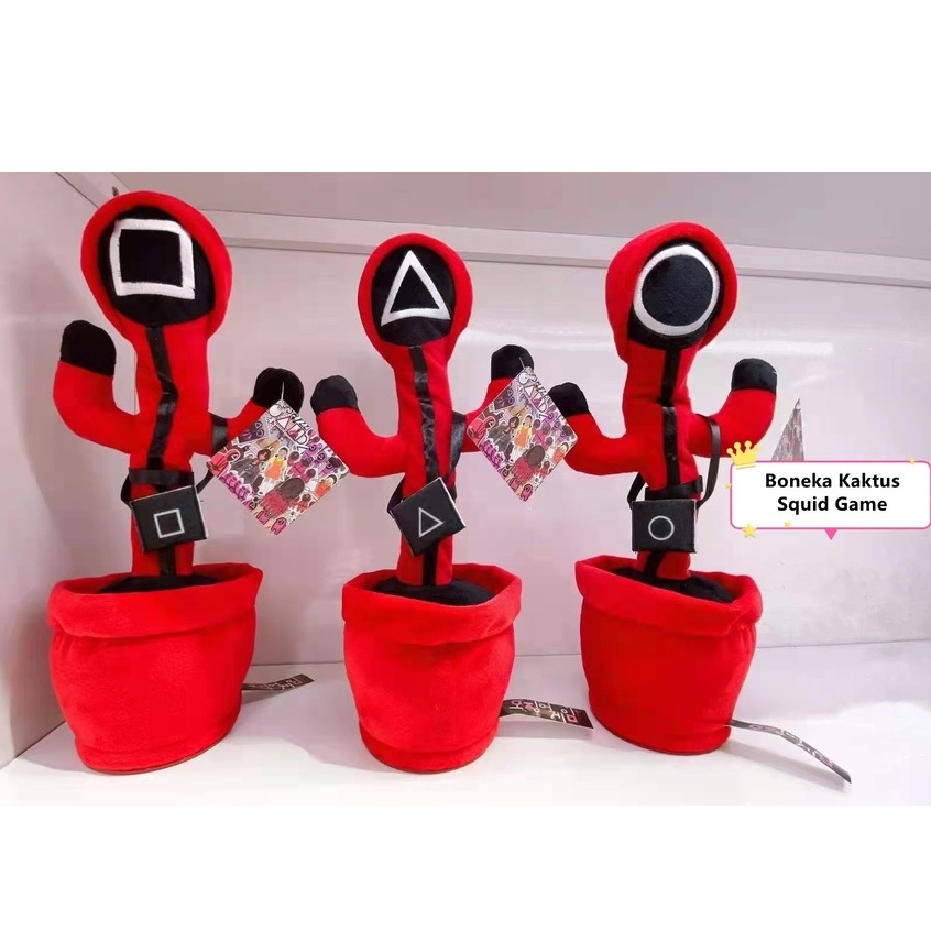 [TULALA SHOP]Mainan Anak Boneka Goyang Menari Bisa Bicara/Mainan Boneka Kaktus Squid Game Bisa Goyang Bisa Ngomong USB CHARGER LED